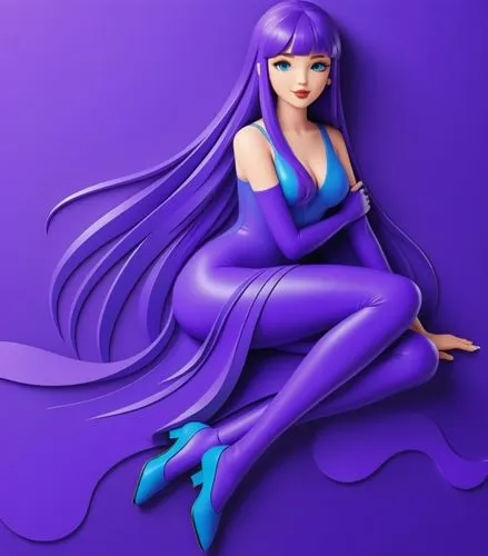 a beautiful purple female is posed on a purple background,violetta,megara,la violetta,violeta,violet,purple,Unique,3D,Isometric