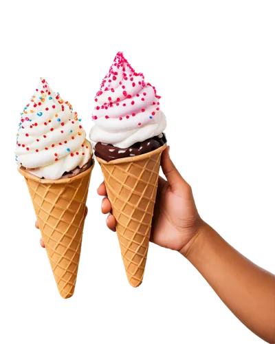 Colorful free ice cream, multiple scoops, waffle cone, chocolate drips, strawberry sauce, whipped cream, sprinkles, colorful toppings, happy expression, holding cone with both hands, close-up shot, sh