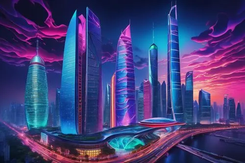 futuristic landscape,cybercity,cyberport,cybertown,guangzhou,fantasy city,futuristic architecture,futuristic,megacorporation,megacorporations,metropolis,colorful city,dubai,cyberworld,cyberpunk,hypermodern,futuregen,cyberia,futurist,dubia,Illustration,Realistic Fantasy,Realistic Fantasy 39