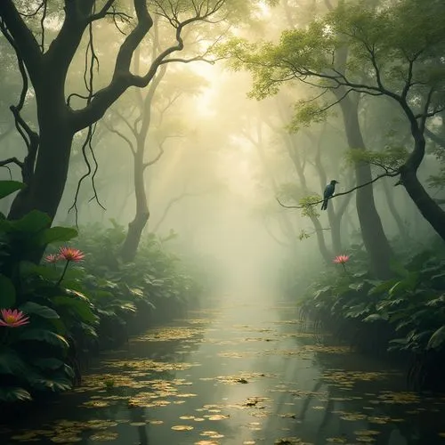 foggy forest,tropical forest,forest path,fairy forest,elven forest,forest floor,forest landscape,forest glade,forest of dreams,forest,fairytale forest,holy forest,rainforest,nature wallpaper,rainforests,the forest,swamps,foggy landscape,the mystical path,rain forest,Photography,General,Realistic