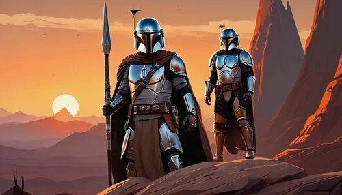 guards of the canyon,droids,boba fett,storm troops,cg artwork,patrols,sci fiction illustration,knight armor,boba,afar tribe,concept art,swordsmen,nomads,limb males,rots,heroic fantasy,pathfinders,clone jesionolistny,fantasy art,droid,Illustration,Vector,Vector 08