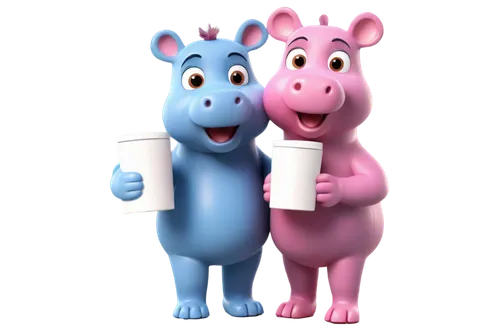 peppa,peppas,clanger,unicos,cartoon pig,heffalumps,hippopotamuses,two cows,3d render,hippos,chanteys,teacup pigs,little pigs,two friends,pinkola,animatronics,3d rendered,cartoon animal,hippopotami,pinkies,Conceptual Art,Oil color,Oil Color 19