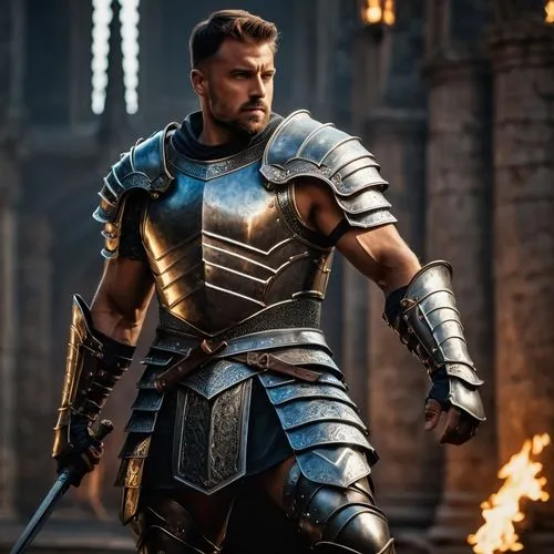 an insanely handsome knight with powerful muscles wearing sleeveless armor ,agron,gladiator,ertugrul,king arthur,gladiador,volkan,bogut,ashur,cuvieri,jokanovic,tziolis,aegon,chevaliers,gladiators,dona