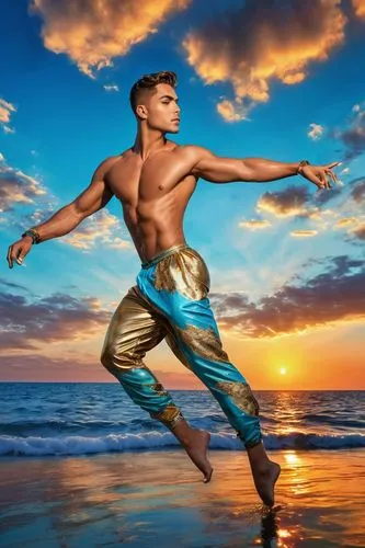 atlantean,male ballet dancer,capoeirista,oenomaus,buakaw,warrior pose,kalaripayattu,pattabhi,aljaz,varekai,bodypainting,surya namaste,polykleitos,bayadere,aqualad,dammerman,kammerman,ammerman,merman,vishnu,Art,Classical Oil Painting,Classical Oil Painting 01