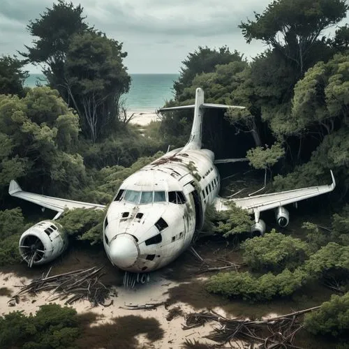 plane wreck,dornier,plane crash,airplane crash,crash landing,aircrash,air new zealand,hoshihananomia,stratocruiser,cargo plane,buccaneering,aground,trimotor,boneyard,airstrip,photo manipulation,sabreliner,deserted island,beached,stranded,Conceptual Art,Fantasy,Fantasy 33