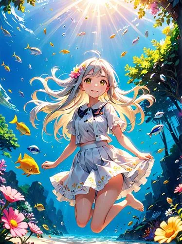 tsumugi kotobuki k-on,underwater background,kokoro,mermaid background,transparent background,oceanica,Anime,Anime,Traditional