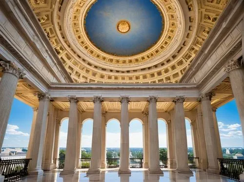 thomas jefferson memorial,jefferson memorial,jefferson monument,rotunda,rotundas,marble palace,archly,palladian,cochere,us supreme court building,capitols,peabody institute,peristyle,neoclassical,doric columns,bahai,three pillars,smolny,bramante,zappeion,Art,Artistic Painting,Artistic Painting 47