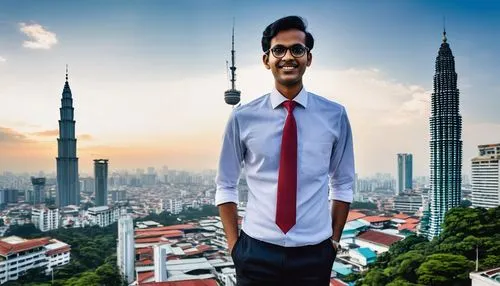 Anand Krishnan, Masters of Architecture in Urban Design, Harvard University, Malaysian, male, 30s, bespectacled, neatly combed black hair, formal attire, white shirt, dark blue blazer, black trousers,