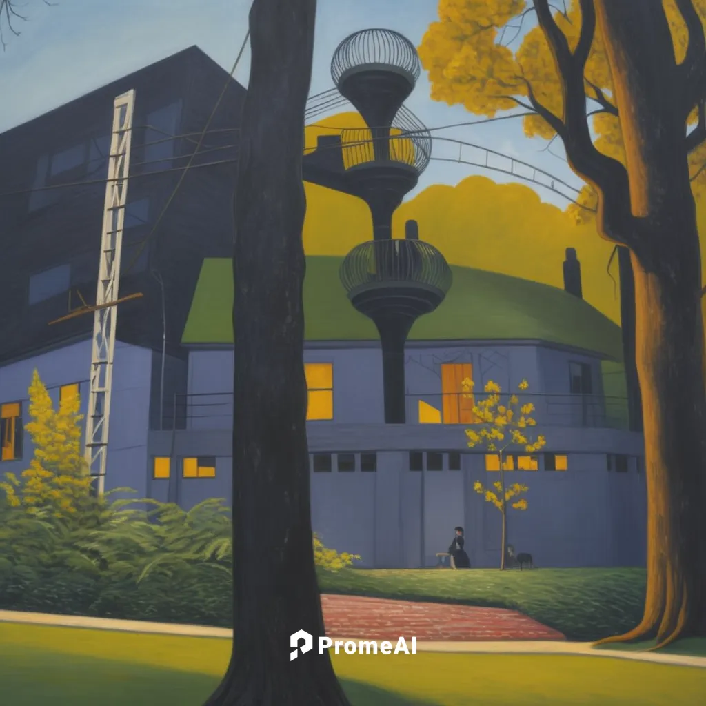 here is a hidden house behind the trees lest side there is a scaffolding remove it ,studio ghibli,kansai university,street lamps,art academy,art deco,dormitory,streetlight,pedestrian lights,urban land