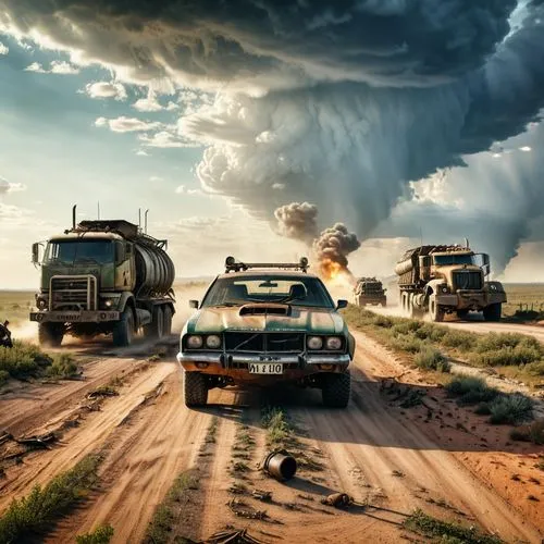 dustbowl,tornadoes,mad max,convoy,tornado,supercells,Photography,General,Realistic