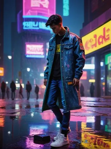 80s,cyberpunk,80's design,pedestrian,neon,neon lights,90s,abel,jean jacket,1980's,urban,vapor,neon light,jeans background,denim,denim jacket,puma,aesthetic,retro styled,denims,Unique,3D,Toy