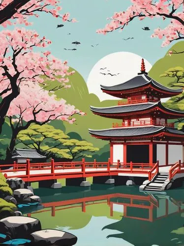 japanese sakura background,sakura background,japan landscape,cool woodblock images,japanese background,japon,asian architecture,kyoto,japanese garden,heian,japanese art,shinto,japan garden,japanese floral background,teahouses,background vector,cherry blossom japanese,ukiyoe,beautiful japan,tokaido,Illustration,Vector,Vector 01