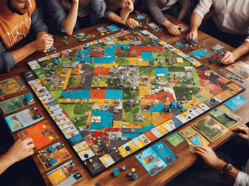 Design a board game that requires players to work together as a collective to solve challenges and achieve victory.,settlers of catan,board game,tabletop game,playmat,cubes games,meeple,risk,gesellsch