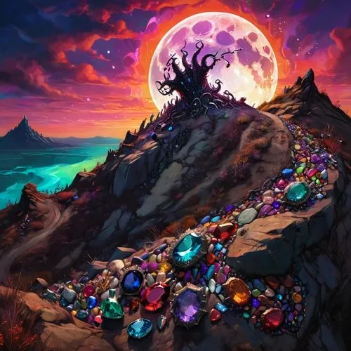 zoombinis,colored stones,background with stones,majora,dreamstone,skylanders,Illustration,Realistic Fantasy,Realistic Fantasy 47