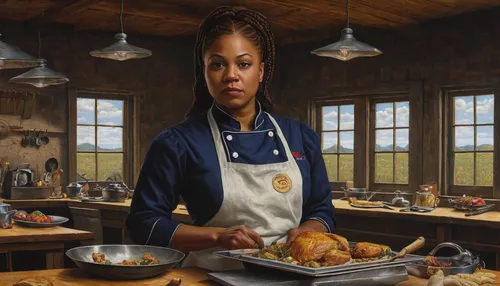 southern cooking,cooking book cover,woman holding pie,thanksgiving background,girl in the kitchen,african american woman,homemaker,domesticated turkey,food and cooking,happy thanksgiving,thanksgiving dinner,thanksgiving,housewife,kitchen work,grant wood,black women,cookware and bakeware,cooks,red hen,domestic,Conceptual Art,Daily,Daily 30