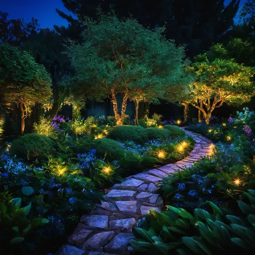 landscape lighting,landscape designers sydney,landscape design sydney,pathway,secret garden of venus,the mystical path,fairy forest,garden design sydney,enchanted forest,wooden path,towards the garden,forest path,flower garden,the garden,yellow garden,garden of plants,sake gardens,night-blooming jasmine,clove garden,nature garden,Conceptual Art,Fantasy,Fantasy 14