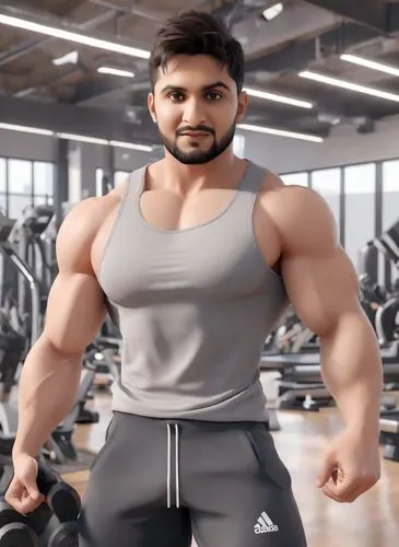 the man is wearing a grey tank top and his arms are crossed,natekar,shivdasani,vijender,body building,nanjundaswamy,majnu,bodybuilder,fitness model,bufferin,shahzaib,muscleman,gautam,bodybuilding,kuna