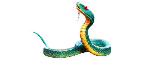 animated snake, vibrant scales, slender body, curled posture, sparkling eyes, forked tongue out, shiny skin, metallic sheen, detailed texture, soft focus, cinematic lighting, 3/4 composition, warm col