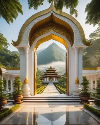 white temple,palyul,shambhala,hall of supreme harmony,asian architecture,buddhist temple,the golden pavilion,dhamma,thai temple,water palace,vietnam,golden pavilion,marble palace,asia,chiangmai,baan,malayasia,temples,nepal,vihara,Art,Classical Oil Painting,Classical Oil Painting 23