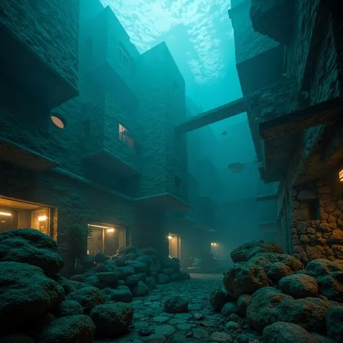 ocean underwater,underwater landscape,underwater playground,sunken church,underwater background,underwater,aquarium,underwater oasis,under water,undersea,ocean floor,deep ocean,depths,deep sea,under the water,underwater world,submerged,cube sea,sea trenches,marine tank