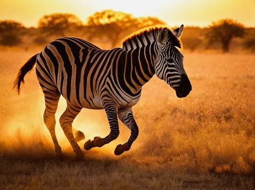 A silhouette of a Burchell's zebra (Equus quagga) in motion, running at sunset, Botswana, Africa,burchell's zebra,zebra crossing,baby zebra,zebra,etosha,zebra pattern,quagga,diamond zebra,botswana,zeb