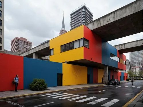 masp,cubic house,cube house,corbu,colorful facade,edificio,three primary colors,mondrian,modern architecture,architectura,urban design,cantilevers,arquitectonica,ocad,color blocks,são paulo,medellin,arquitectura,constructivist,brutalist