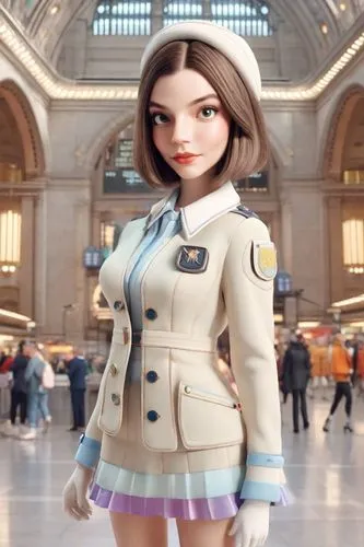 female doll,fashion dolls,fashion doll,model train figure,grand central station,designer dolls,3d model,the girl at the station,paramedics doll,stewardess,flight attendant,a uniform,collectible doll,d