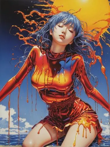 tomatina,asuka,tsuneo,rei ayanami,hoshihananomia,mikasuki,eiko,kula,solar,paprika,sun,saiko,ryoko,togawa,kanako,amano,bjork,evangelion,flame spirit,ayanami,Illustration,Japanese style,Japanese Style 18