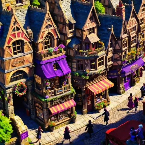 townscapes,medieval town,escher village,medieval market,hogsmeade,medieval street,Conceptual Art,Fantasy,Fantasy 26