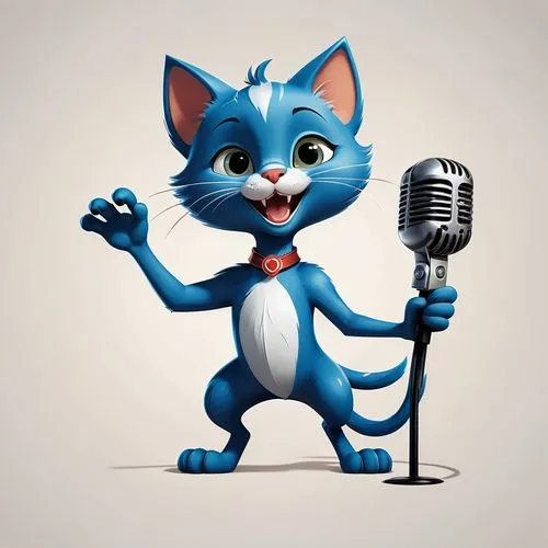 cartoon cat,bluesier,suara,cat on a blue background,alberty,filbert,Illustration,Black and White,Black and White 08