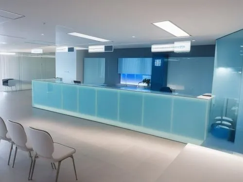 glass facade,an empty meeting room with blue glass counter and chairs,assay office,cleanrooms,treatment room,modern office,periodontist,lifesciences,Photography,General,Natural