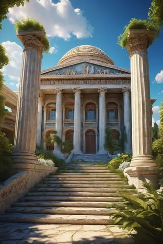 greek temple,zappeion,halicarnassus,artemis temple,metapontum,neoclassical,panagora,capitolium,neoclassicist,parnassus,neoclassicism,roman temple,temple of diana,pantheon,celsus library,neoclassic,doric columns,the ancient world,ephesus,ancient rome,Art,Artistic Painting,Artistic Painting 33