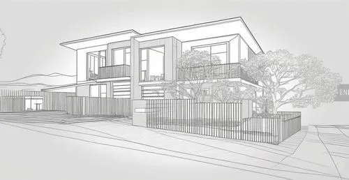 the house from a drawing by someone,sketchup,revit,3d rendering,house drawing,houses clipart,landscape design sydney,Illustration,Black and White,Black and White 04