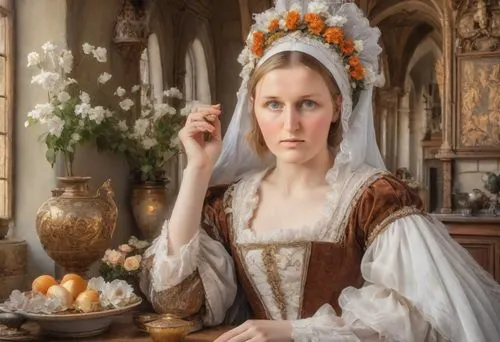 galadriel,woman holding pie,woman eating apple,elizabeth i,tudor,leighton,woman with ice-cream,girl with bread-and-butter,portrait of christi,magdalene,lehzen,ermengarde,victorian lady,noblewoman,nelisse,girl in a historic way,portrait of a woman,noblewomen,durkan,wasikowska,Photography,Realistic