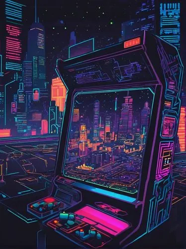 cybertown,cybercity,synth,cyberpunk,cyberscene,cyberworld,cyberia,cyberview,cyberspace,digitalism,tron,spaceland,mainframes,neon arrows,colorful city,cyberport,cyberscope,cyber,arcade,spaceship interior,Unique,Pixel,Pixel 04