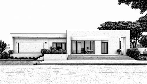 a drawing of a house with a porch,sketchup,house drawing,mid century house,Design Sketch,Design Sketch,Black and white Comic