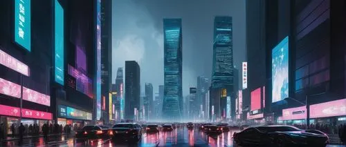 cybercity,shinjuku,futuristic landscape,cityscape,cyberpunk,metropolis,guangzhou,cybertown,tokyo city,shanghai,futuristic,polara,tokyo,bladerunner,urbanworld,cityzen,cyberscene,fantasy city,kamurocho,urban,Conceptual Art,Oil color,Oil Color 01