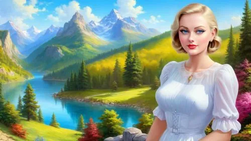 landscape background,cartoon video game background,nature background,the blonde in the river,mountain scene,heidi country