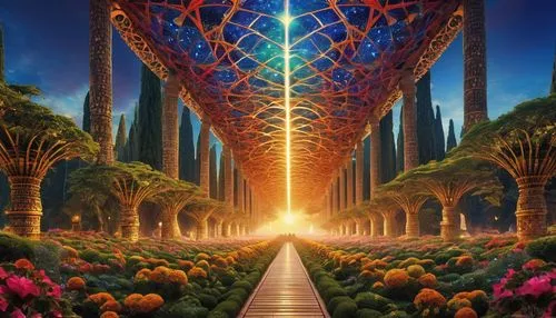 kaleidoscape,dmt,ecotopia,fractals art,utopian,futuristic landscape,Photography,General,Realistic