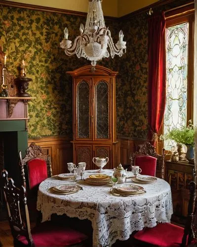 victorian room,dining room,danish room,breakfast room,tureens,tea service,victorian table and chairs,biedermeier,dining table,ornate room,royal interior,interior decor,furnishings,dining room table,aubusson,rococo,parlour,the interior of the,sitting room,tearoom,Art,Classical Oil Painting,Classical Oil Painting 04