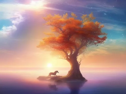 lone tree,isolated tree,magic tree,fantasy picture,fantasy landscape,tree of life,lonetree,colorful tree of life,arbre,tangerine tree,autumn tree,dreamscape,flourishing tree,landscape background,burning tree trunk,wondertree,nature background,dreamscapes,floating island,world digital painting,Illustration,Realistic Fantasy,Realistic Fantasy 01