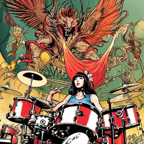 Female drummer,drumming,death angel,drum set,drummer,ride cymbal,drum club,drums,drum brighter,devilwood,drum,rock band,paiste,thrash metal,temples,harpy,firebird,snare,hi-hat,drum kit,hawk - bird