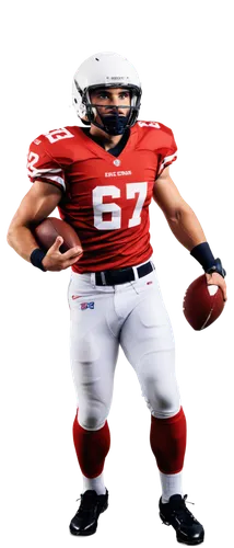 American football player, male, athletic build, helmet, face mask, mouthguard, shoulder pads, football jersey, football pants, cleats, muscular arms, holding football, throwing motion, dramatic lighti