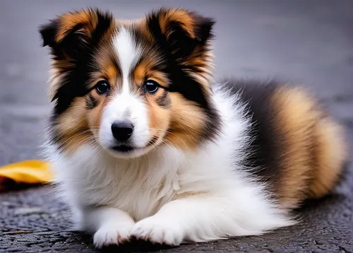 Write a melancholic poem about a Shetland Sheepdog puppy abandoned on a busy street, yearning for a loving home.,puppy shetland sheepdog,icelandic sheepdog,shetland sheepdog,shetland sheepdog tricolou