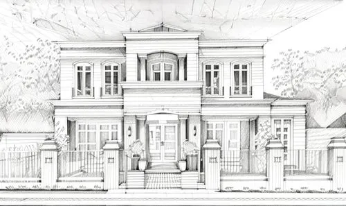 house drawing,two story house,garden elevation,house front,victorian house,house facade,residential house,villa,renovation,house,house with caryatids,model house,exterior decoration,houses clipart,facade painting,private house,townhouses,residence,core renovation,mansion,Design Sketch,Design Sketch,Pencil Line Art