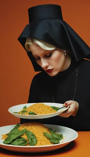 Write a horror story where ajo negro is the main ingredient of a cursed dish.,nun,soup kitchen,holy supper,nuns,appetite,abaya,lentil soup,sicilian cuisine,food styling,split pea,kosher food,catholici