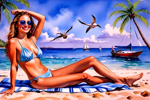 donsky,beach background,holidaymaker,summer background,haulover,photo painting,summer clip art,airbrush,art painting,colored pencil background,beachcomber,dream beach,seawind,beachwear,blue background,beachgoer,beach scenery,beach landscape,sailboard,surfwear,Illustration,Paper based,Paper Based 24