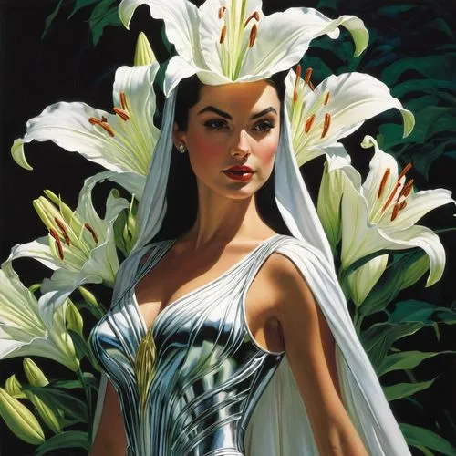 white plumeria,tretchikoff,diwata,madonna lily,peace lilies,plumeria,lilies of the valley,easter lilies,lilly of the valley,amazonica,promethea,polynesian girl,lilies,white magnolia,white lily,frangipani,jasmine blossom,a beautiful jasmine,cairenes,lily of the valley,Conceptual Art,Fantasy,Fantasy 20