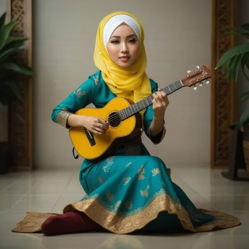 classical guitar,gayageum,Illustration,Realistic Fantasy,Realistic Fantasy 08