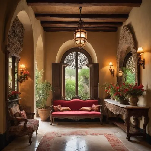 interior decor,inglenook,alcove,sitting room,ornate room,vaulted ceiling,fireplaces,breakfast room,moroccan pattern,entryway,interiors,great room,amanresorts,home interior,dining room,living room,archways,porch,arches,luxury home interior,Illustration,Japanese style,Japanese Style 05